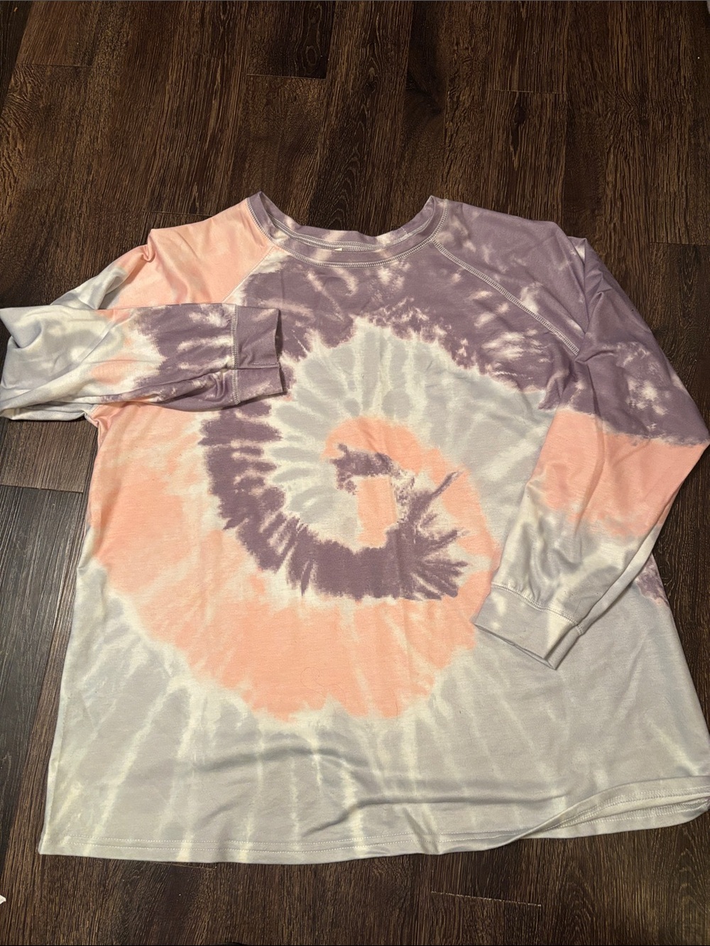 Source Unknown Peach & Lavender Tie-Dye Raglan Sweatshirt